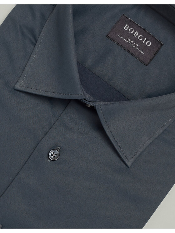 Borgio Borgio Koszula lumia Szary Slim Fit