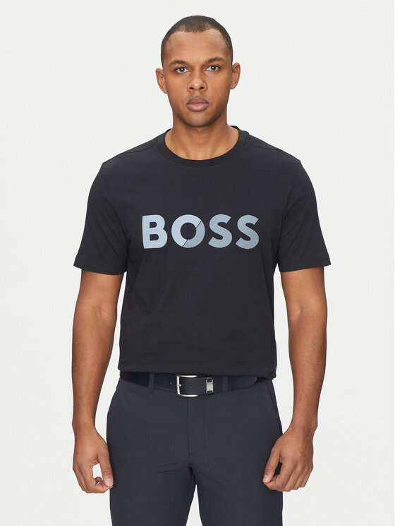 BOSS BOSS Majica Tape Logo 50530990 Mornarsko modra Regular Fit