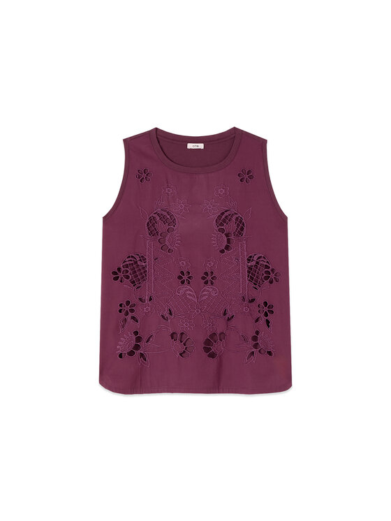 Oltre Oltre T-Shirt G063J004518N022 Fioletowy Regular Fit