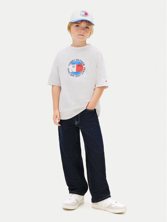 Tommy Hilfiger Tommy Hilfiger T-Shirt Smiley Flag KB0KB10269 Šedá Regular Fit