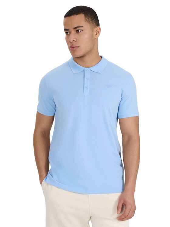 4F 4F Polo 4FWSS26TPTSM0948-34S Niebieski Regular Fit