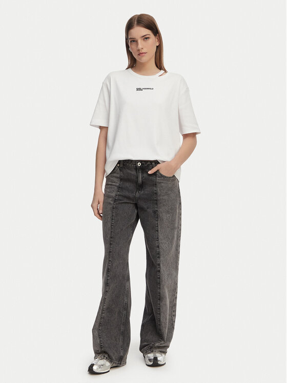 Karl Lagerfeld Jeans Karl Lagerfeld Jeans Тишърт B2W17077 Бял Regular Fit