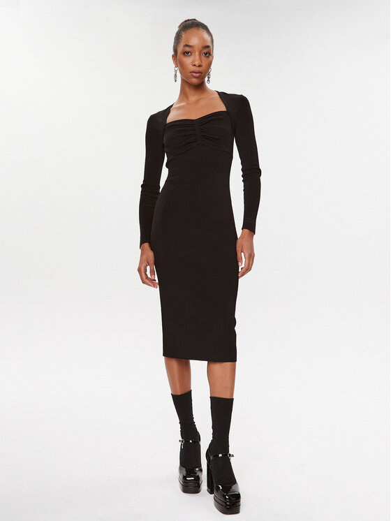 KARL LAGERFELD KARL LAGERFELD Kootud kleit 235W1312 Must Slim Fit