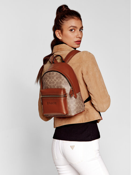 Coach Sac dos Coated Signature Charter Backpack 24 C8847 Marron