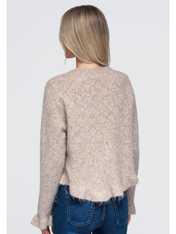 Ombre Ombre Sweter OW-SW-E0010 Beżowy Regular Fit