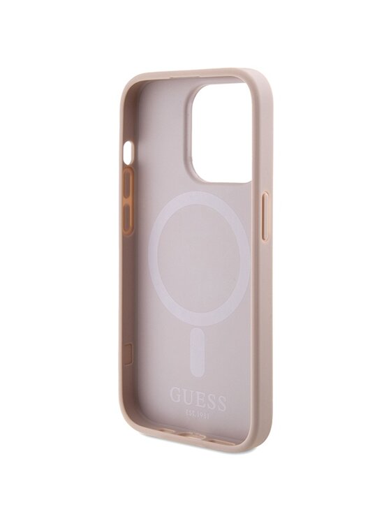 Guess Guess Etui na telefon Saffiano MagSafe Różowy