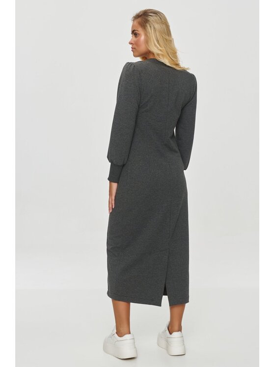 Makadamia Makadamia Sukienka codzienna M848 Szary Regular Fit