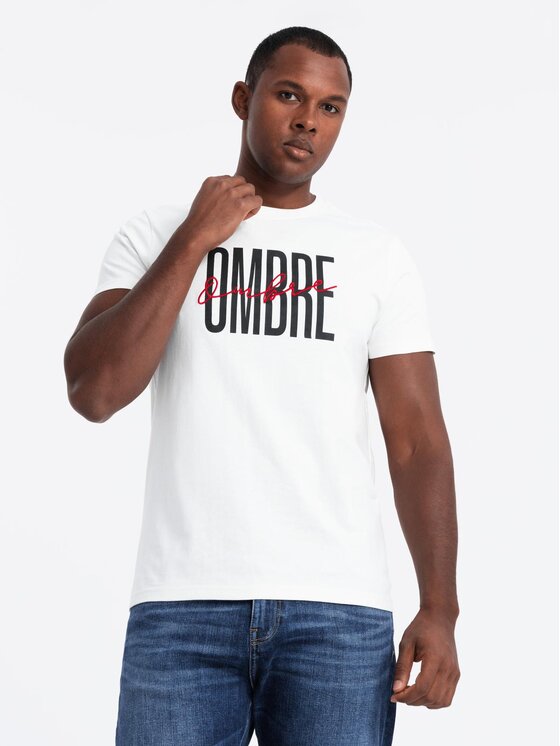 Ombre Ombre T-Shirt S2041 Biały Regular Fit
