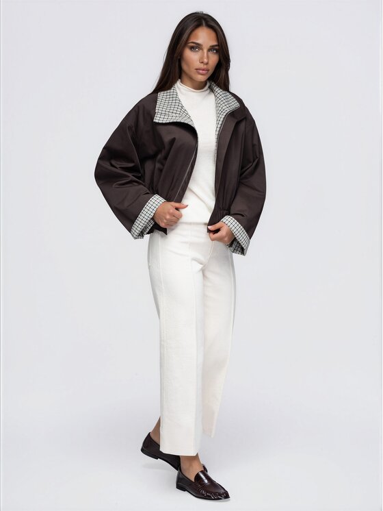 Ombre Ombre Kurtka przejściowa OW-JT-E0017 Brązowy Oversize