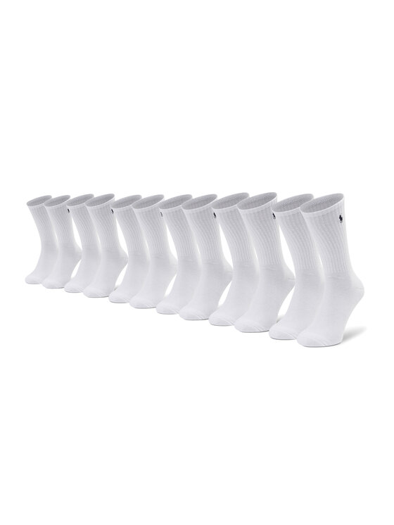 Set de 6 perechi de șosete lungi pentru bărbați Polo Ralph Lauren Classic 449723763001 Alb