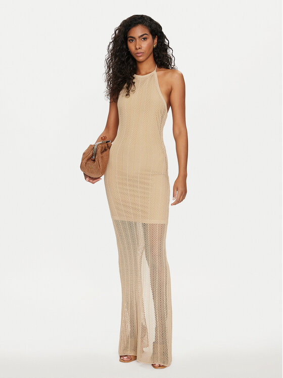 Guess Guess Vsakodnevna obleka Sophie W4GK24 Z3E60 Bež Slim Fit