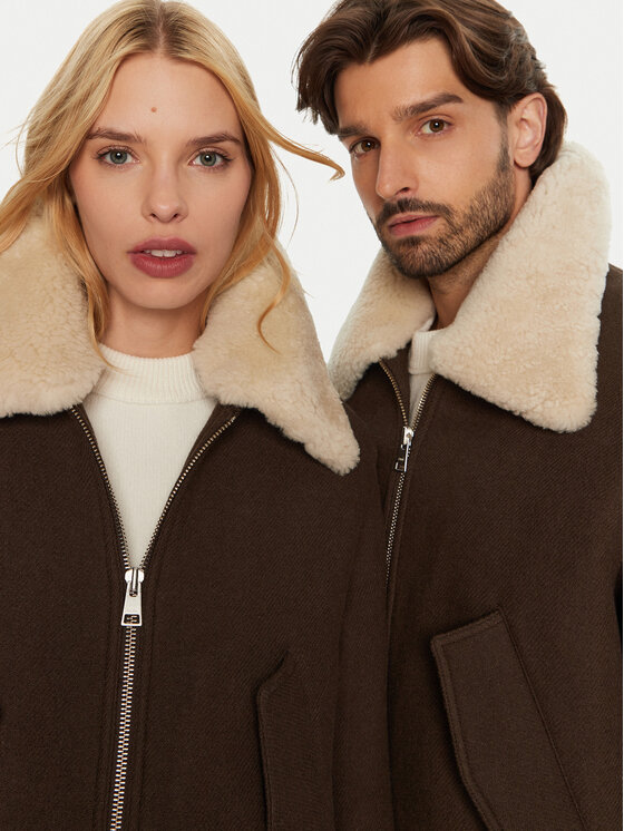 AMI PARIS AMI PARIS Átmeneti kabát HJK060.WV0049 Barna Regular Fit