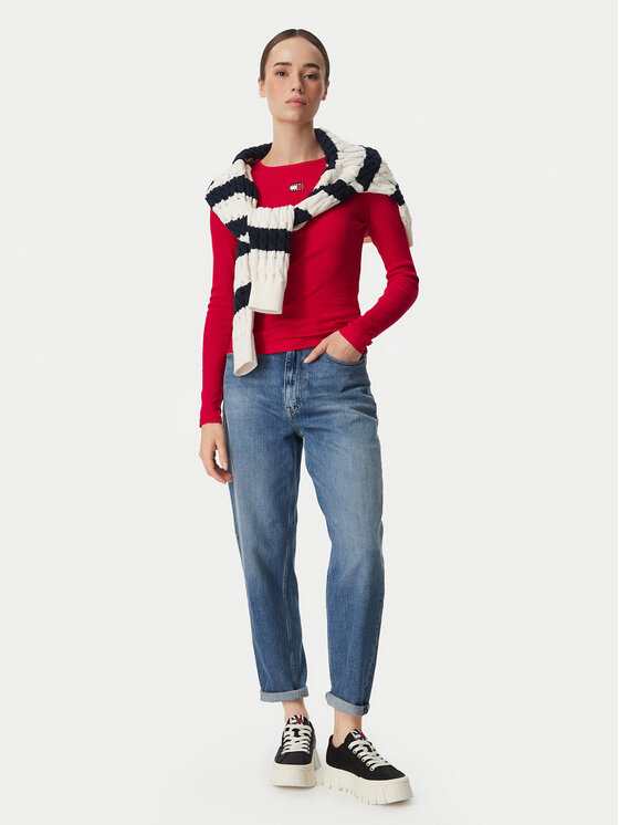 Tommy Jeans Tommy Jeans Bluzka DW0DW20178 Czerwony Slim Fit