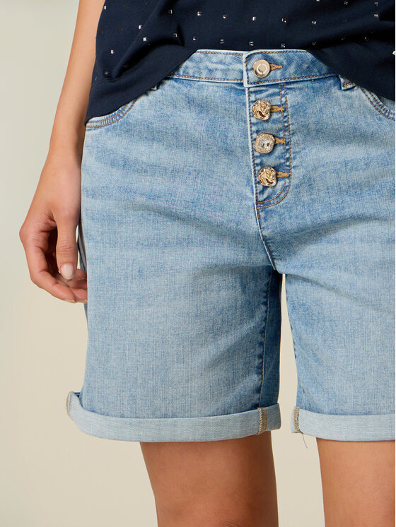 Oltre Oltre Pantaloncini di tessuto P453R009011N004 Turchese Regular Fit