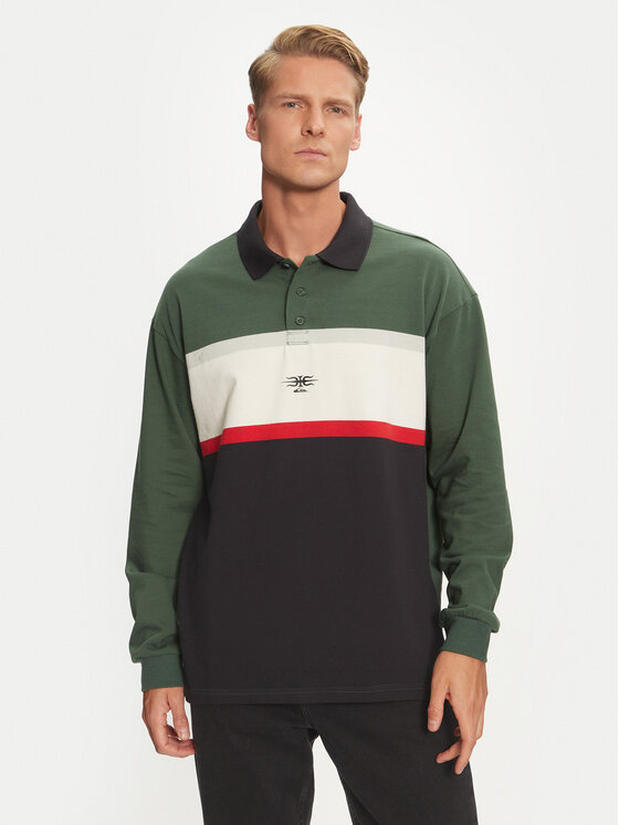 Quiksilver Polokošeľa Mercury Rugby AQYKT03125 Zelená Loose Fit