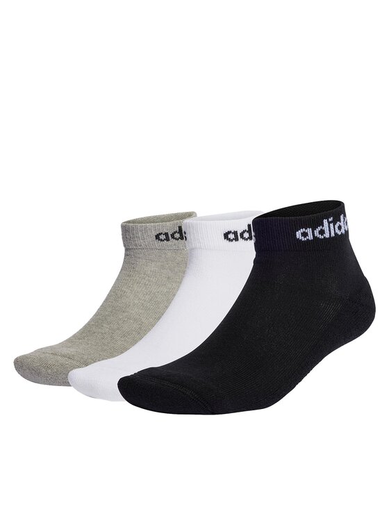 Șosete Medii Unisex adidas Linear Ankle Socks Cushioned Socks 3 Pairs IC1304 medium grey heather/white/black
