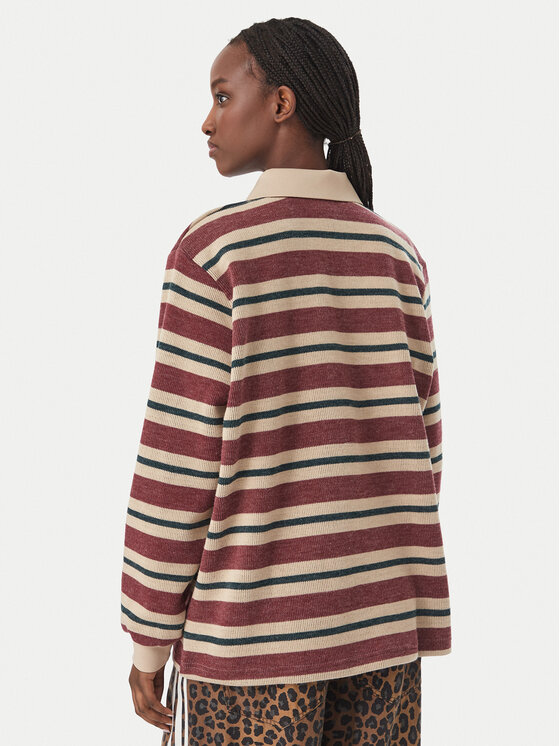 adidas adidas Bluza Stripe Knitted Polo Top LG4083 Bordowy Regular Fit