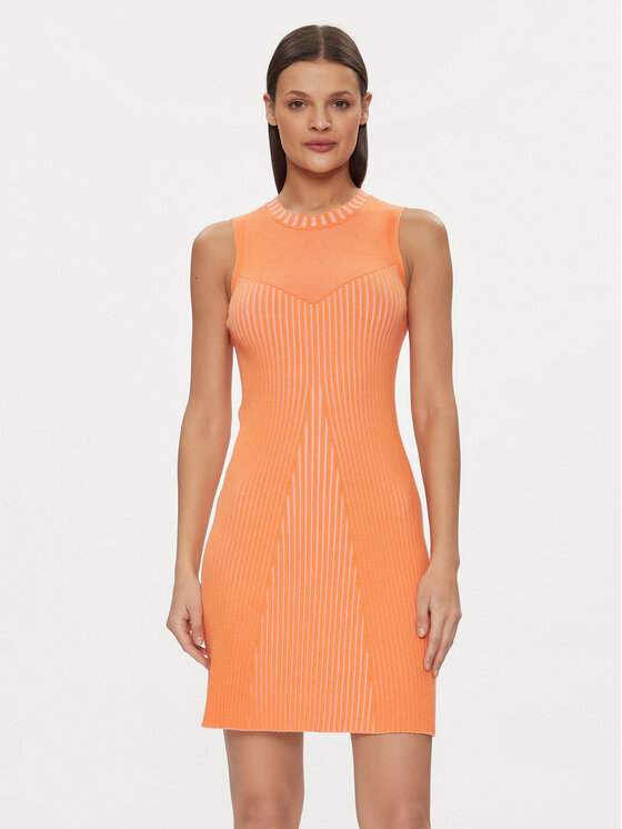 Guess Guess Kötött ruha Allie W4RK20 Z2YN2 Narancssárga Slim Fit