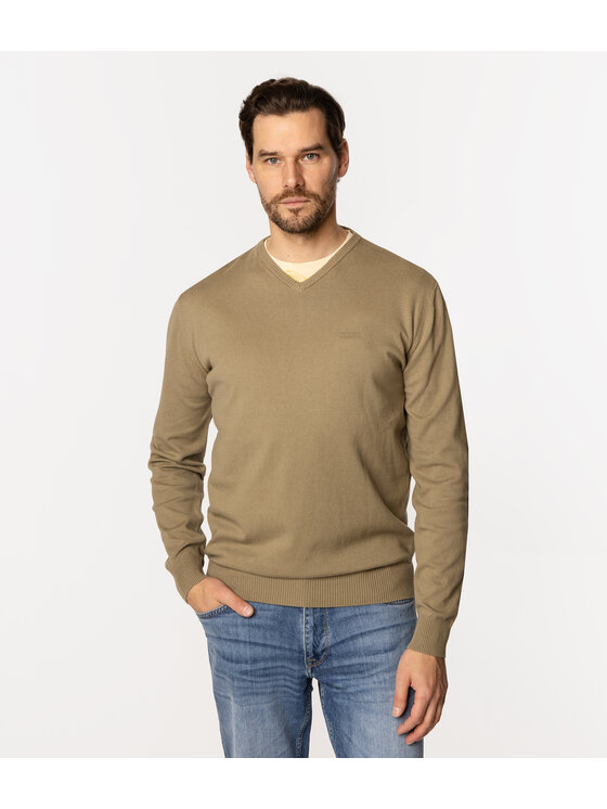 Lee Cooper Lee Cooper Sweter ADAM Khaki Regular Fit