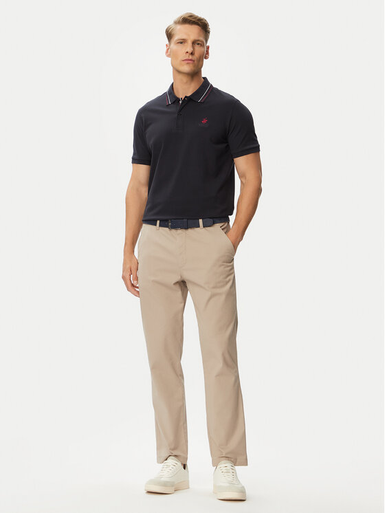 Beverly Hills Polo Club Beverly Hills Polo Club Тениска с яка и копчета P-SS26M-P450111 Тъмносин Regular Fit