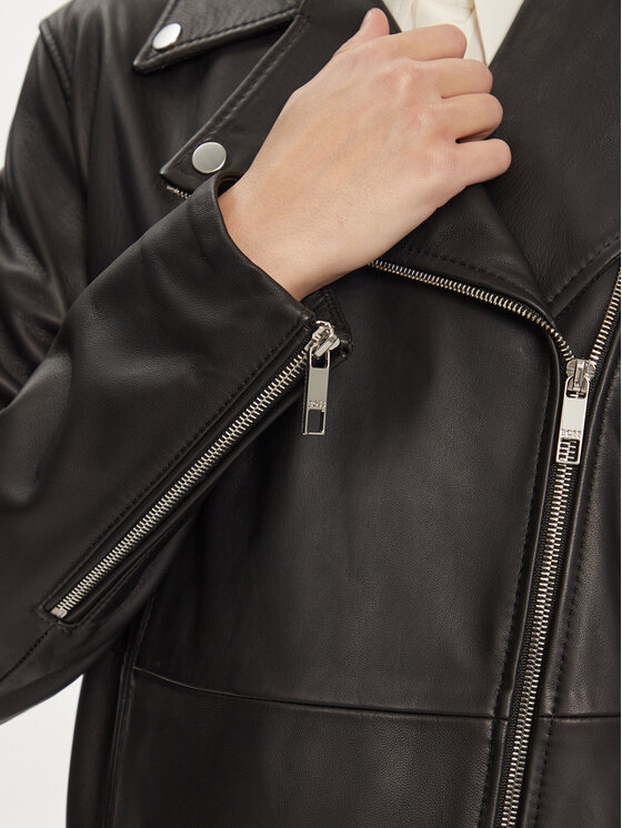 BOSS Boss Кожено яке Sajina 50505622 Черен Slim Fit