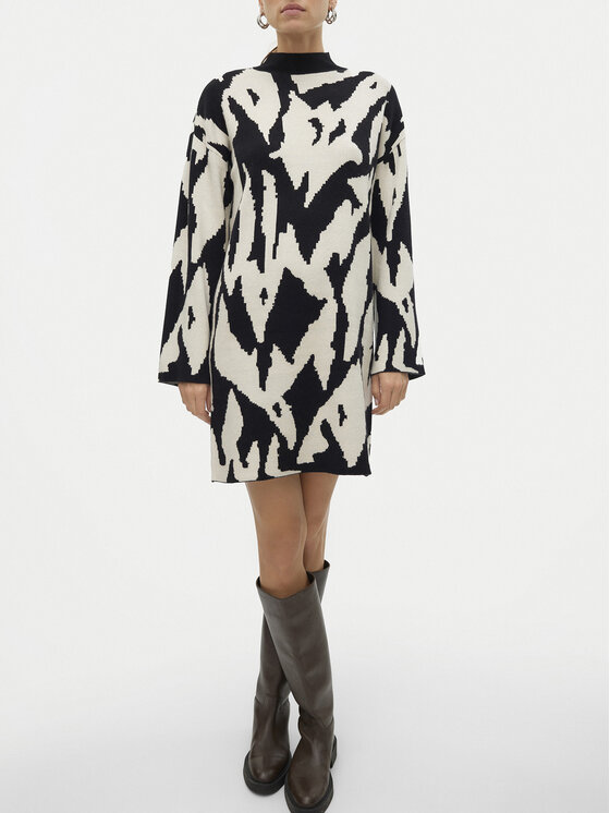 Vero Moda Vero Moda Džemper haljina Gold New Art 10311362 Crna Regular Fit