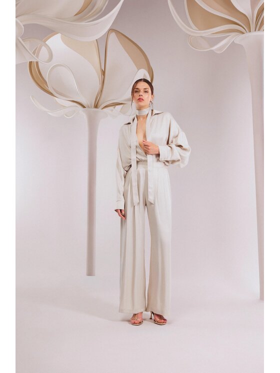 LE POSSÉ LE POSSÉ Pantaloni di tessuto SS Beige chiaro