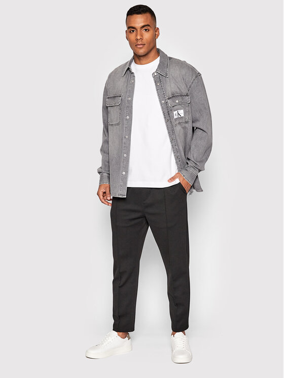 Calvin Klein Calvin Klein Póló Micro Logo Interlock K10K109894 Fehér Regular Fit