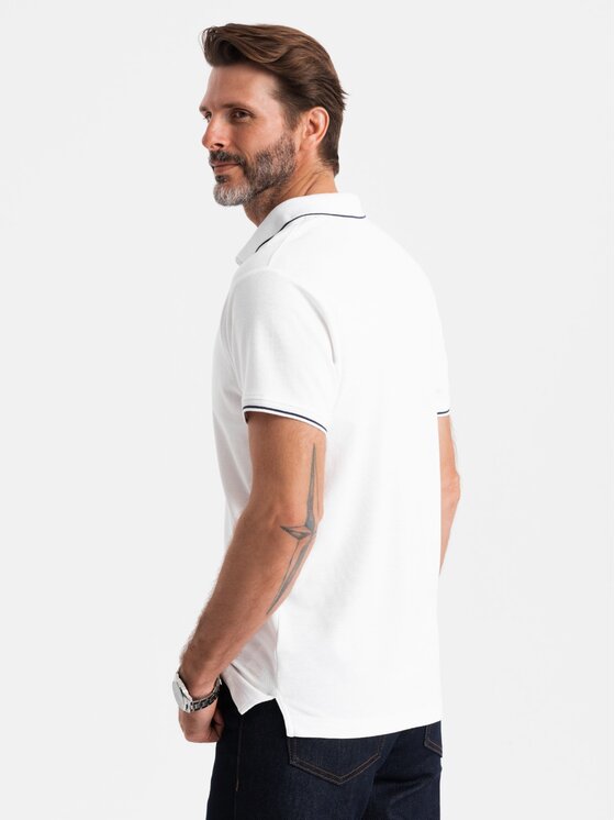 Ombre Ombre Polokošile OM-POSS-0110 Bílá Regular Fit