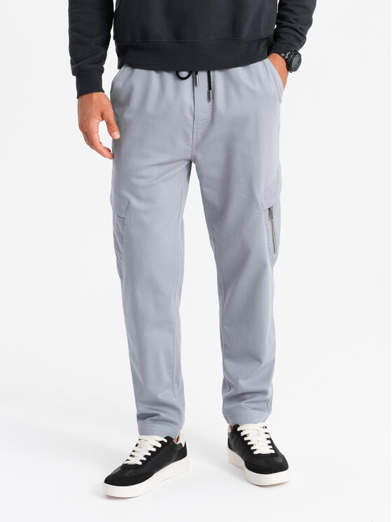 Ombre Ombre Joggers kalhoty OM-PAJO-0199 Šedá Regular Fit