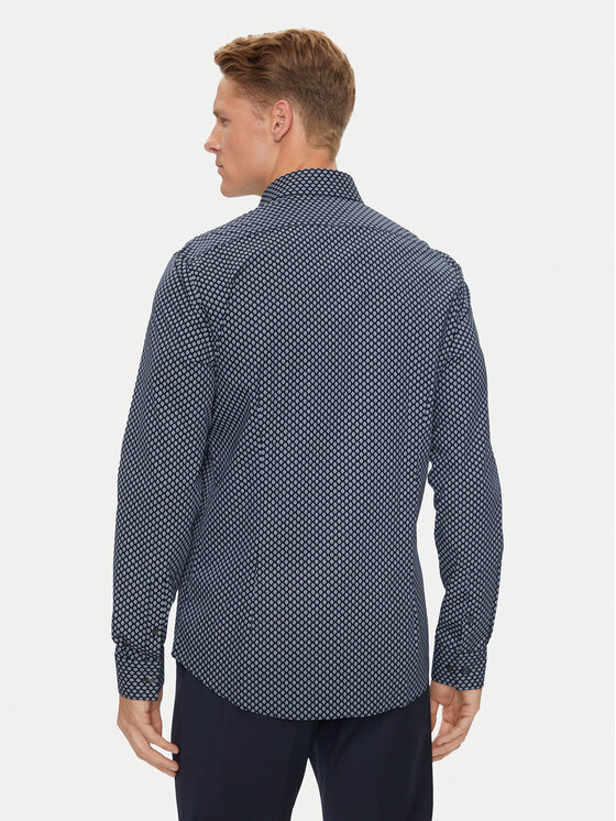 Calvin Klein Calvin Klein Koszula Poplin 2Tones Print Slim K10K113545 Granatowy Slim Fit
