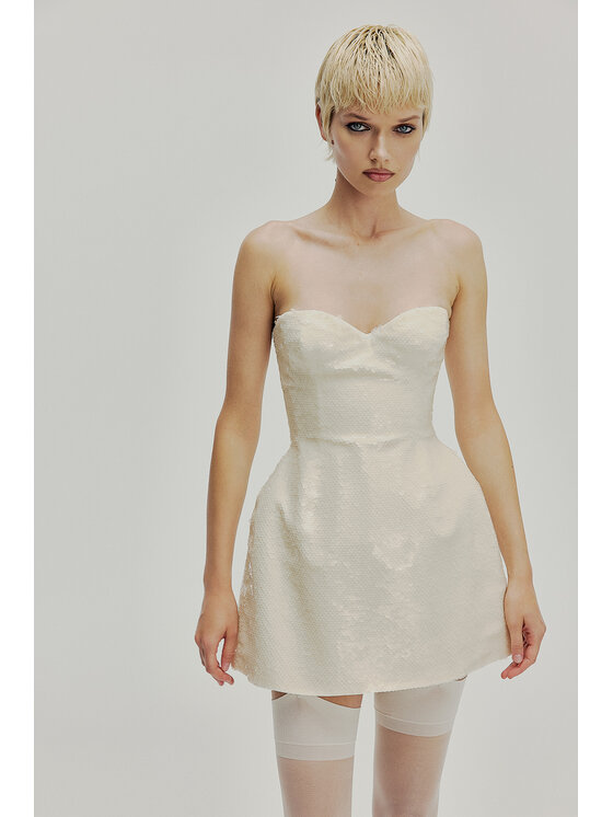 Epuzer Epuzer Sukienka wieczorowa Sequined corset Kremowy Standard Fit