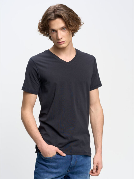 BIG STAR BIG STAR T-Shirt classicov_404 Granatowy Basic Fit