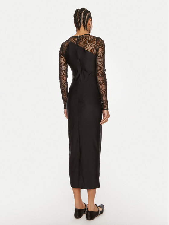 ROTATE ROTATE Kokteilinė suknelė Isadora 112910100 Juoda Slim Fit