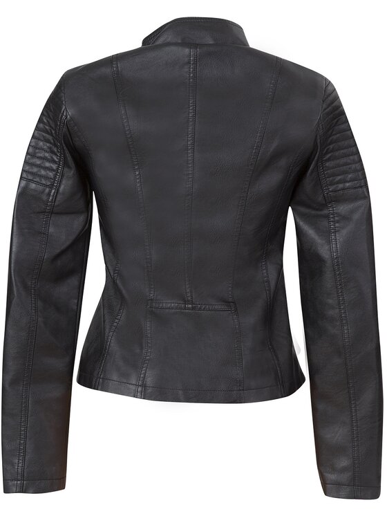 Perso Perso Kurtka z imitacji skóry BLE216600F Czarny Slim Fit