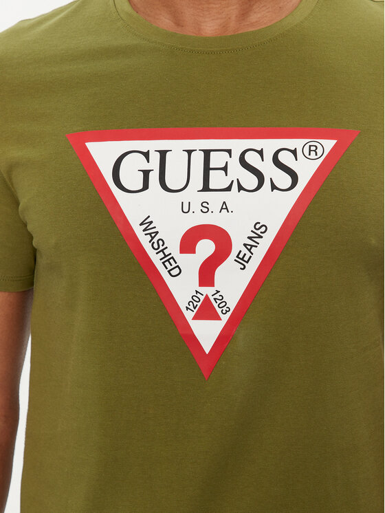 Guess Guess Tričko Logo M2YI71 I3Z14 Zelená Slim Fit