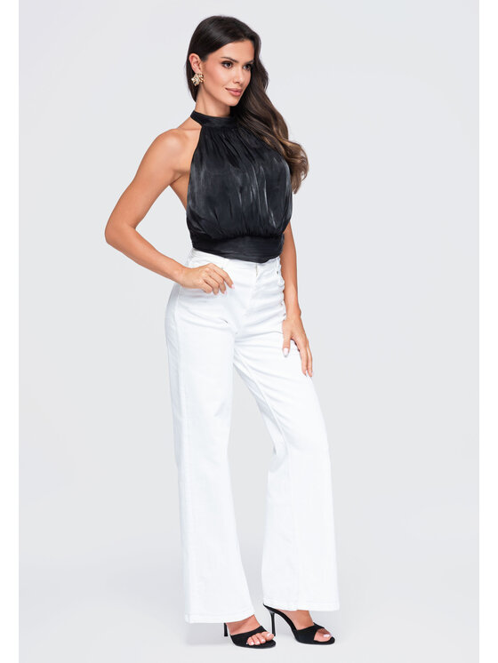Ombre Ombre Bluzka OW-TS-E0079 Czarny Loose Fit