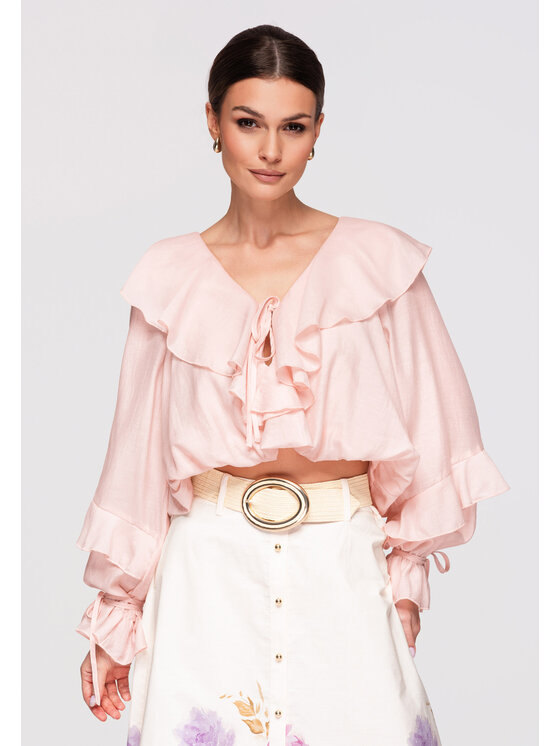 Ombre Ombre Bluzka OW-TS-E0032 Różowy Loose Fit