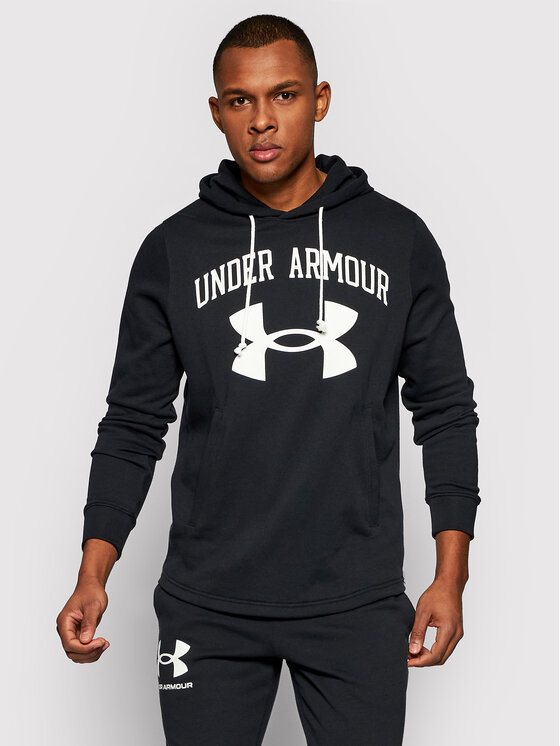 Under Armour Bluză Rival Terry Big Logo 1361559 Negru Loose Fit