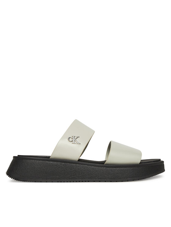 Calvin Klein Jeans Calvin Klein Jeans Şlapi Sandal Slide Double Strap YW0YW01694 Alb