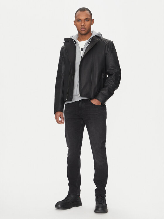 HUGO HUGO Geacă de piele Ludok 50530780 Negru Regular Fit