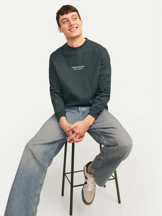 Jack & Jones Jack & Jones Longsleeve Vesterbro 12251775 Zielony Loose Fit