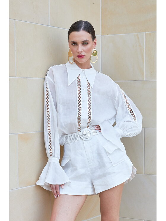 Castellani Castellani Szorty materiałowe Szorty Pilaro Biały Regular Fit