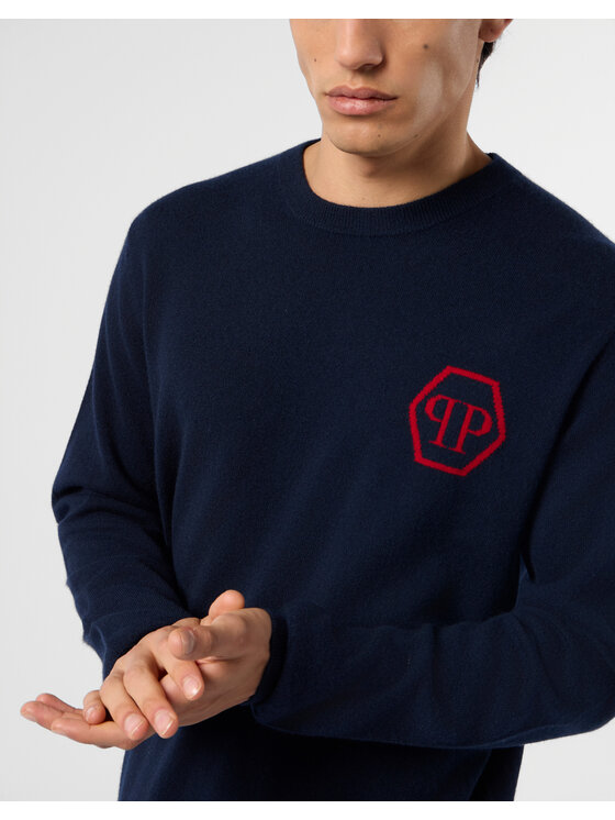 PHILIPP PLEIN PHILIPP PLEIN Sweter 29047 Granatowy Regular Fit