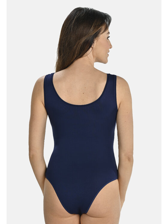 Teyli Teyli Body damskie na szerokich ramiączkach Esme Niebieski Regular Fit