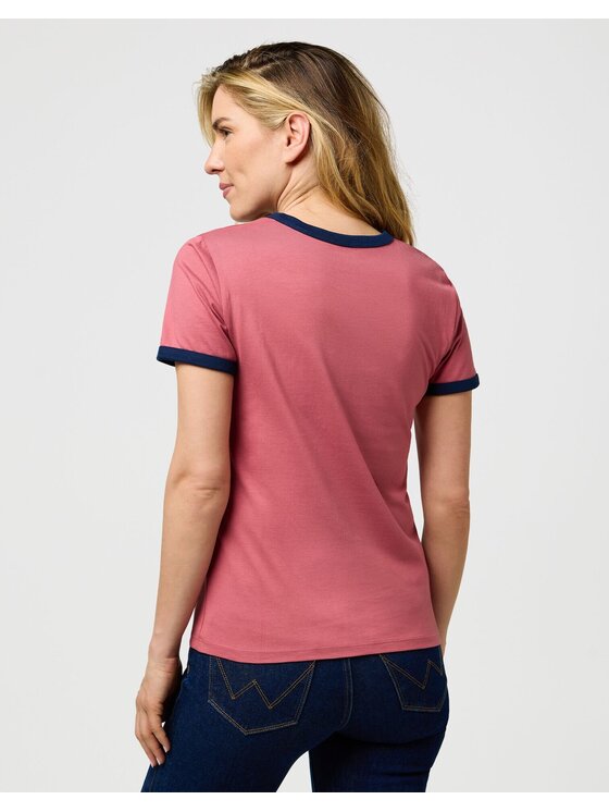 Wrangler Wrangler T-shirt RINGER TEE Rosa Slim Fit