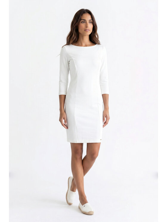 FIGL FIGL Koktejlové šaty M1351 Krémová Straight Fit