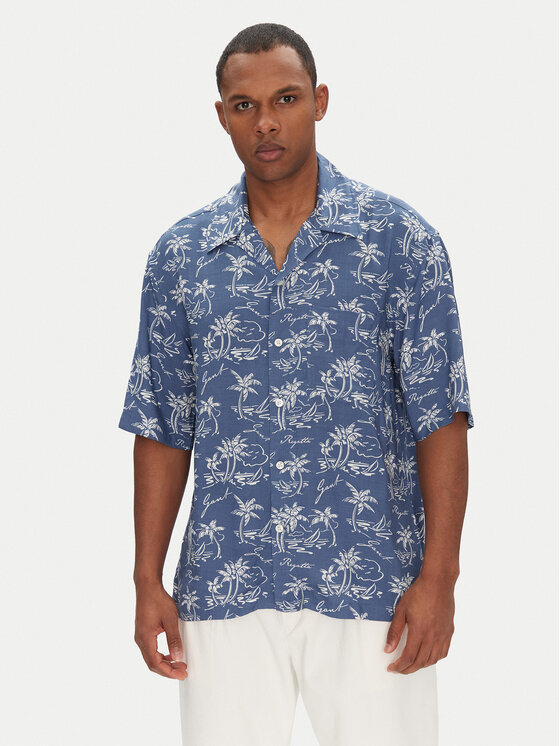 Gant Košeľa Island Print 3250071 Modrá Relaxed Fit