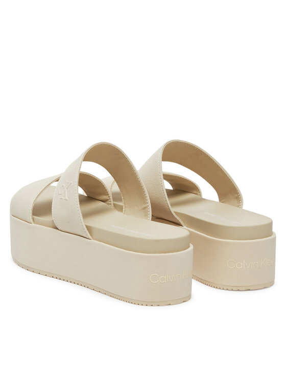 Calvin Klein Jeans Calvin Klein Jeans Шльопанці Flatform Sandal Webbing In YW0YW01789 Écru