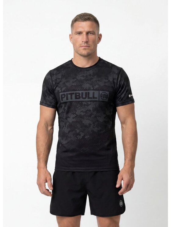 PITBULL PITBULL Koszulka techniczna HEX CAMO HILLTOP Zielony Regular Fit